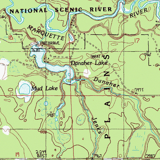 Topographic Map of Jenks Creek, MI