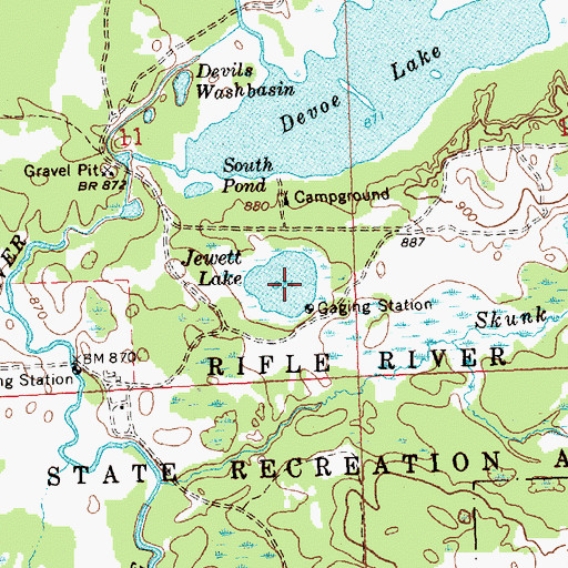 Topographic Map of Jewett Lake, MI
