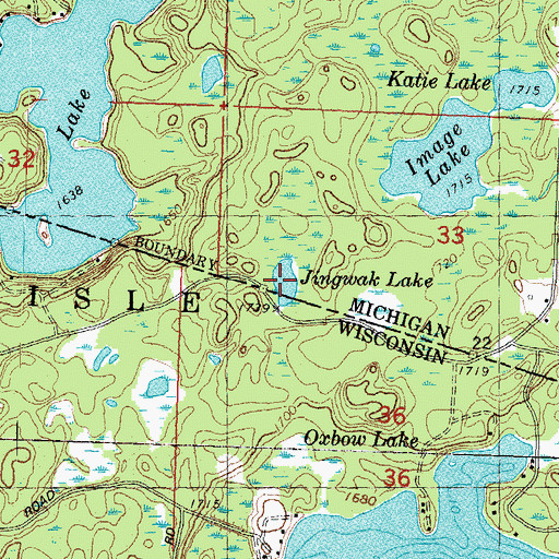 Topographic Map of Jingwak Lake, MI