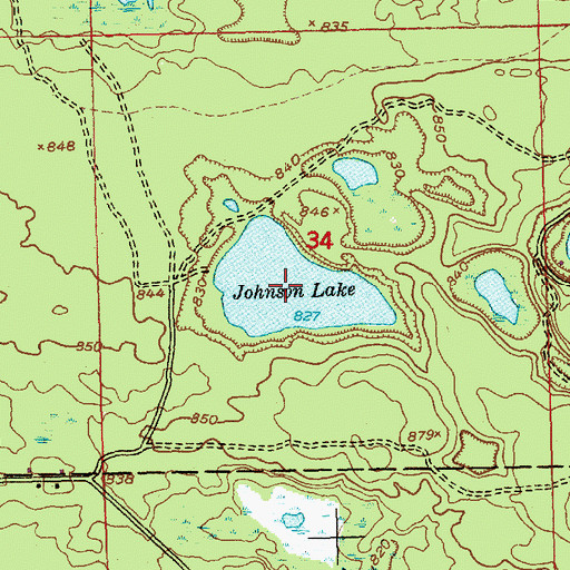 Topographic Map of Johnson Lake, MI