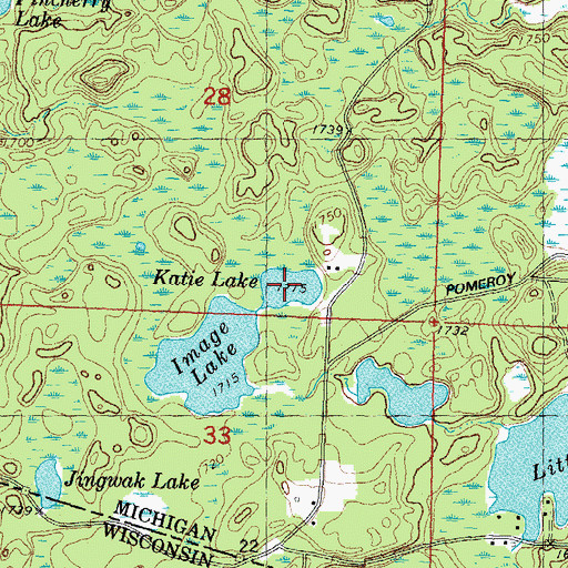 Topographic Map of Katie Lake, MI