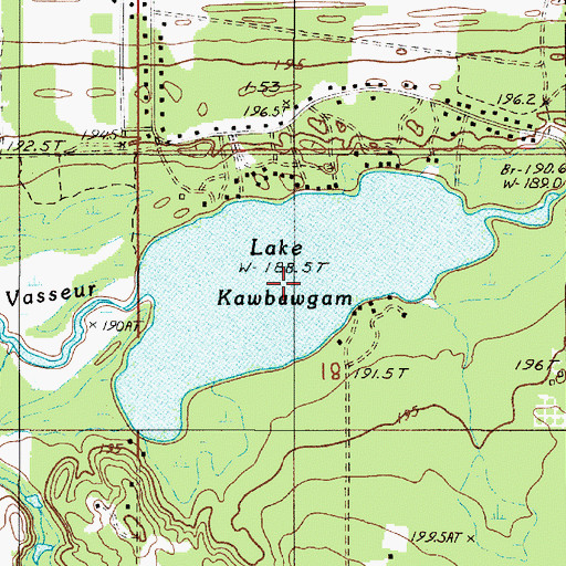 Topographic Map of Lake Kawbawgam, MI