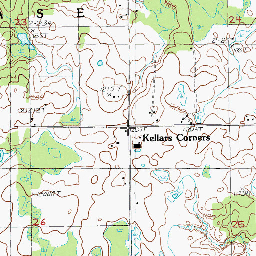 Topographic Map of Kellars Corners, MI