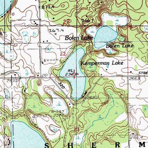 Topographic Map of Kemperman Lake, MI