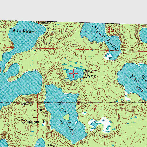 Topographic Map of Kerr Lake, MI