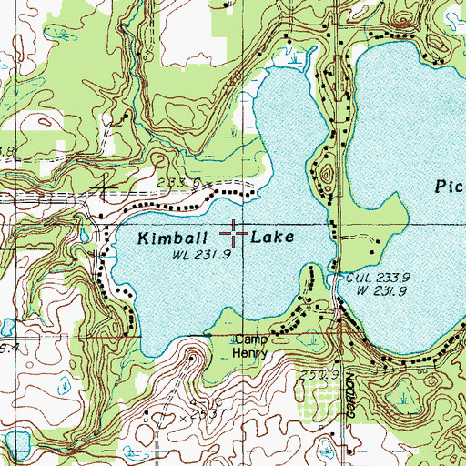 Topographic Map of Kimball Lake, MI
