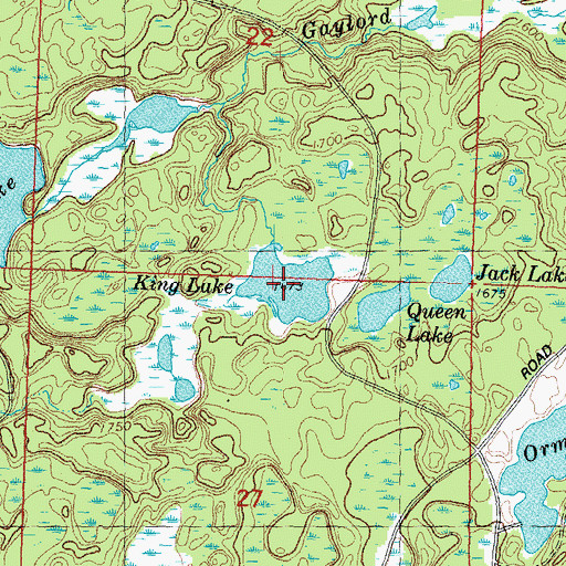 Topographic Map of King Lake, MI