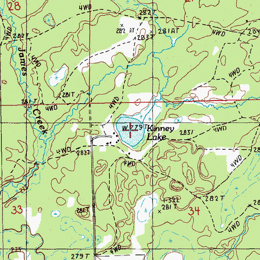 Topographic Map of Kinney Lake, MI
