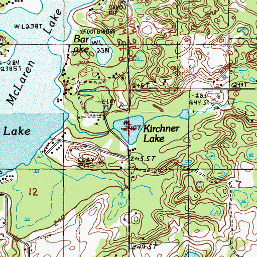 Topographic Map of Kirchner Lake, MI