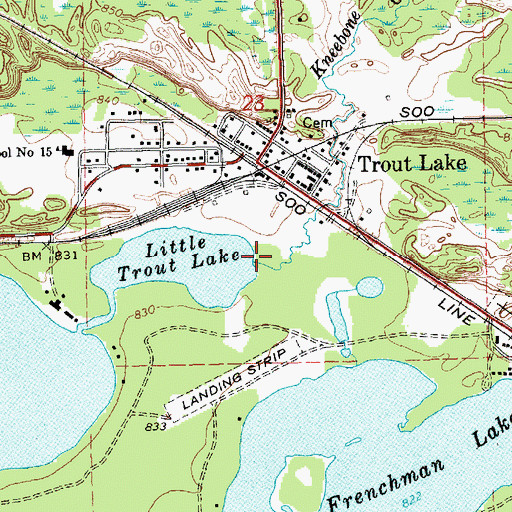 Topographic Map of Kneebone Creek, MI