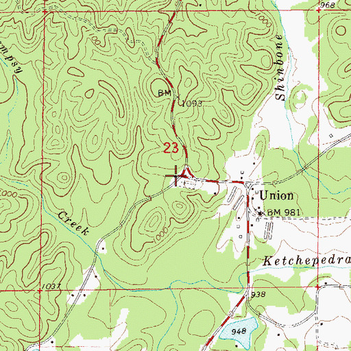 Topographic Map of Union Church, AL