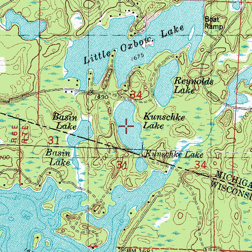 Topographic Map of Kunschke Lake, MI