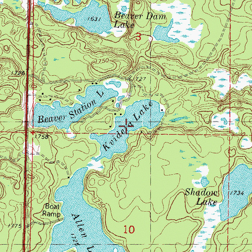 Topographic Map of Kvidera Lake, MI