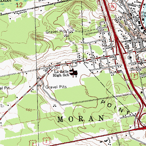 Topographic Map of La Salle High School, MI