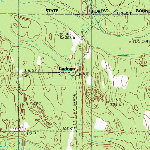 Topographic Map of Ladoga, MI