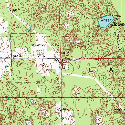 Topographic Map of Lake Cemetery, MI