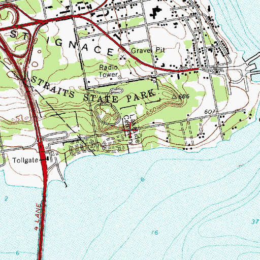 Topographic Map of Lakeside Cemetery, MI