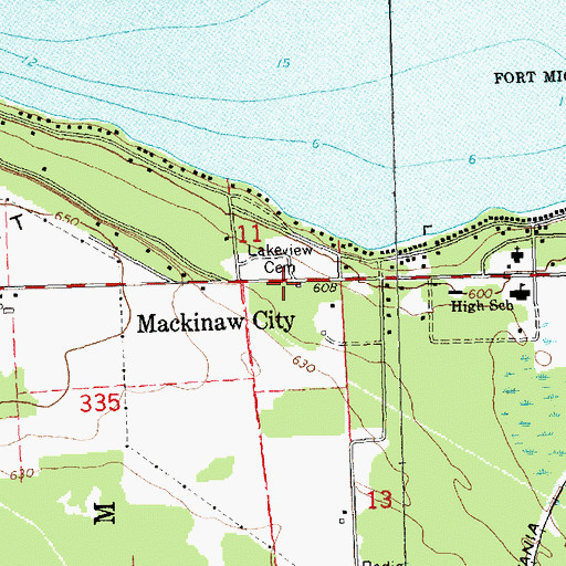 Topographic Map of Lakeview Cemetery, MI