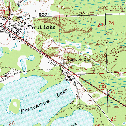 Topographic Map of Lakeview Cemetery, MI