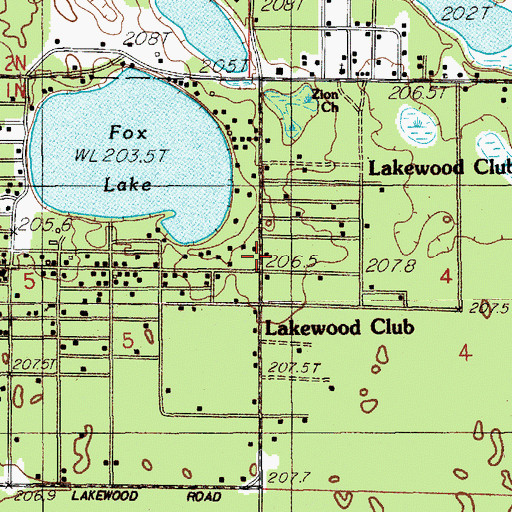 Topographic Map of Lakewood, MI