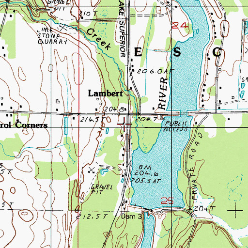 Topographic Map of Lambert, MI