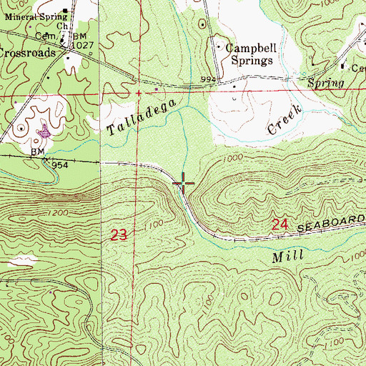 Topographic Map of Watts Mill (historical), AL