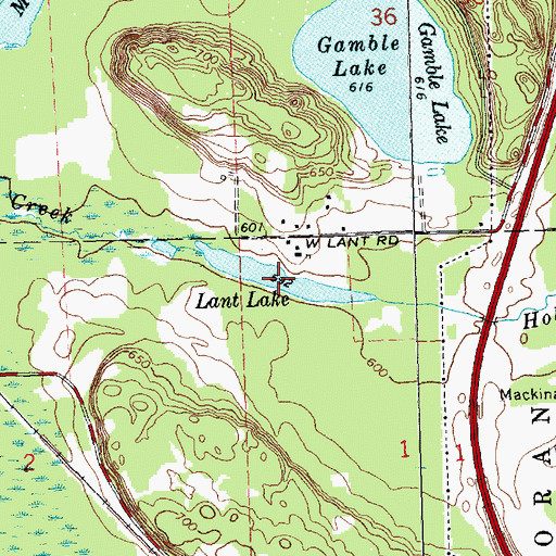 Topographic Map of Lant Lake, MI