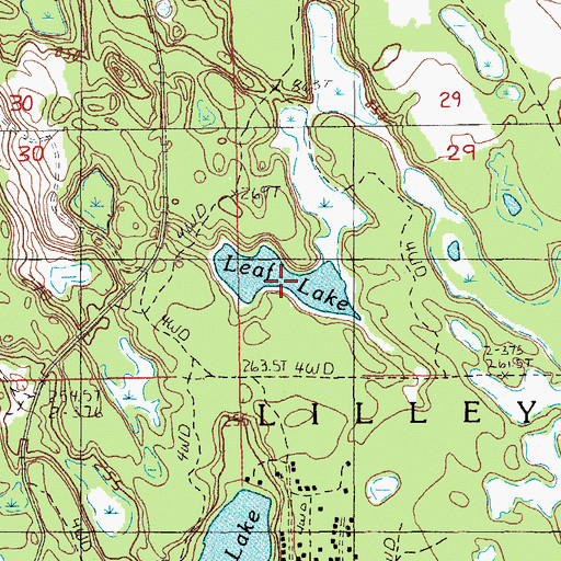 Topographic Map of Leaf Lake, MI
