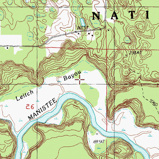 Topographic Map of Leitch Bayou, MI