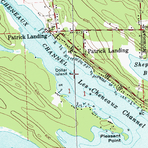 Topographic Map of Les Cheneaux Channel, MI