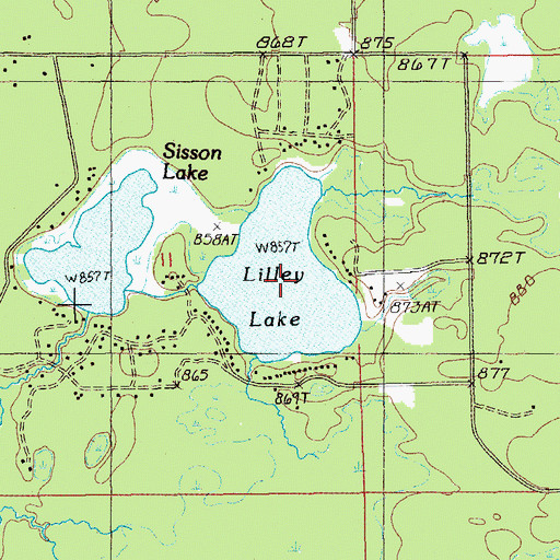 Topographic Map of Lilley Lake, MI
