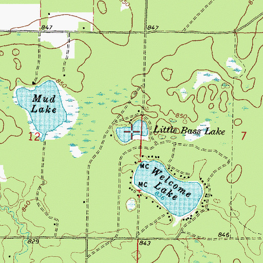 Topographic Map of Little Bass Lake, MI