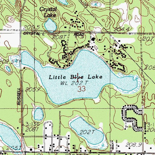 Topographic Map of Little Blue Lake, MI