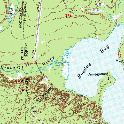 Topographic Map of Little Brevoort River, MI