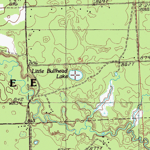 Topographic Map of Little Bullhead Lake, MI