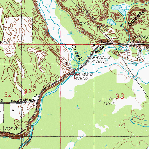 Topographic Map of Little Cedar Creek, MI