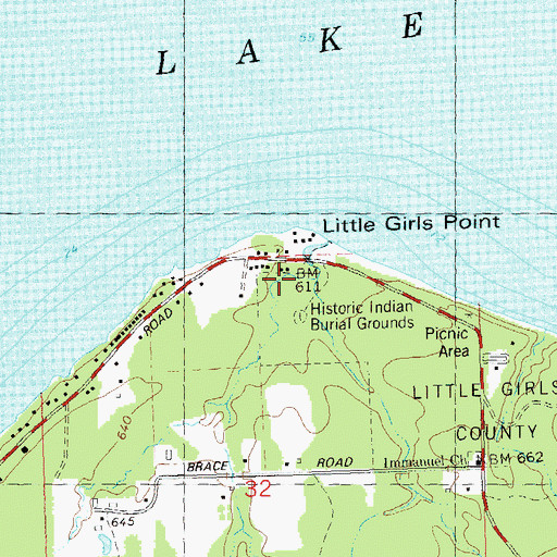 Topographic Map of Little Girls Point, MI