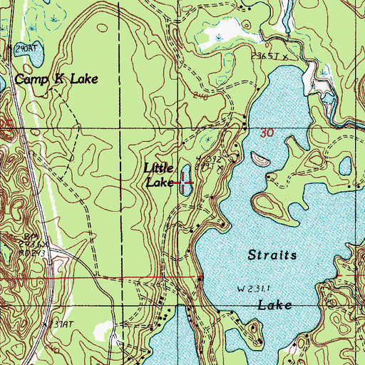 Topographic Map of Little Lake, MI