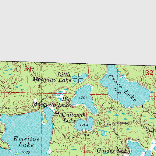 Topographic Map of Little Mosquito Lake, MI
