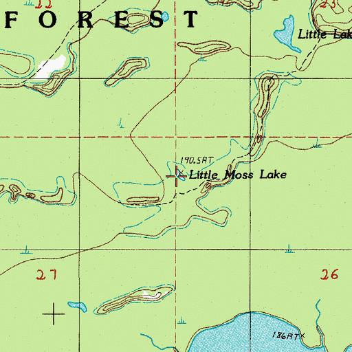 Topographic Map of Little Moss Lake, MI