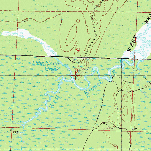 Topographic Map of Little North Creek, MI