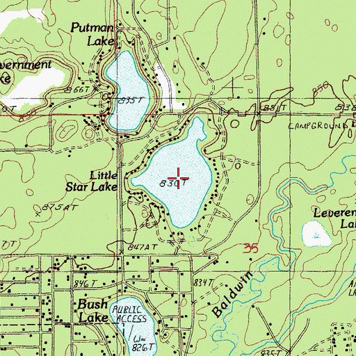 Topographic Map of Little Star Lake, MI