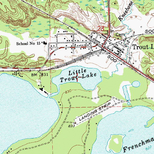 Topographic Map of Little Trout Lake, MI