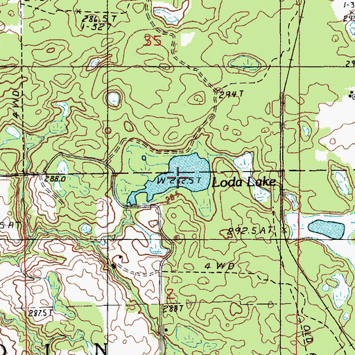 Topographic Map of Loda Lake, MI