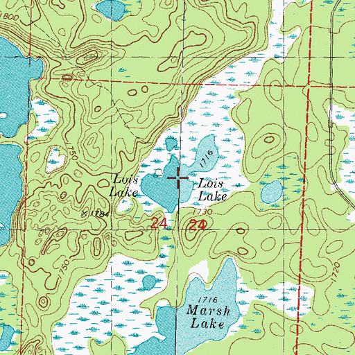 Topographic Map of Lois Lake, MI