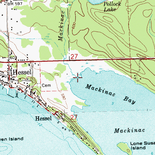 Topographic Map of Mackinac Creek, MI