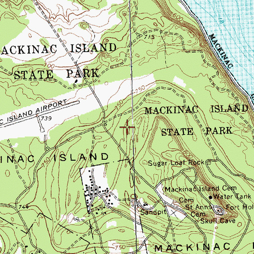 Topographic Map of Mackinac Island, MI