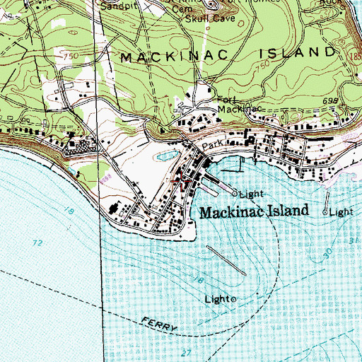 Topographic Map of Mackinac Island, MI