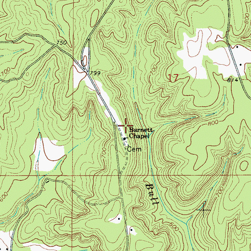Topographic Map of Barnett School (historical), AL