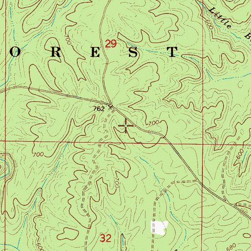 Topographic Map of Bennett Cemetery, AL